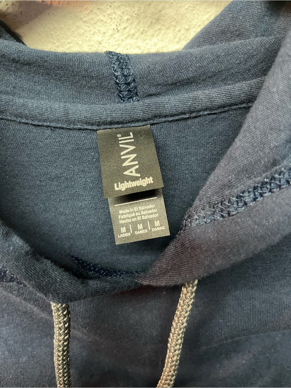 Anvil Navy Hooded Lightweight Pullover - Picture 3 of 5
